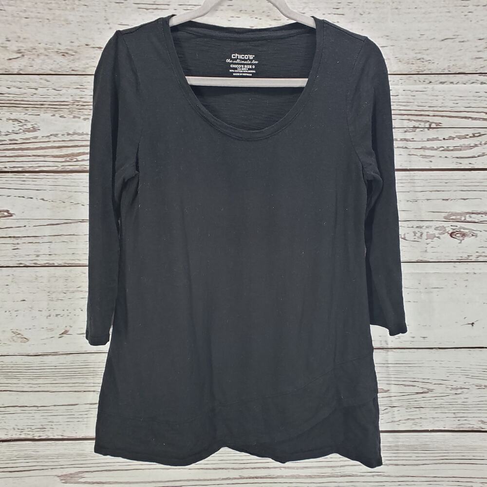 Chico's The Ultimate Tee Women's Black Long Sleeve Top Size Small